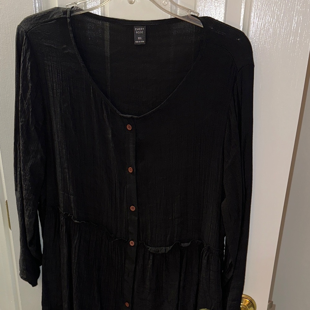 Black Button-Down peplum